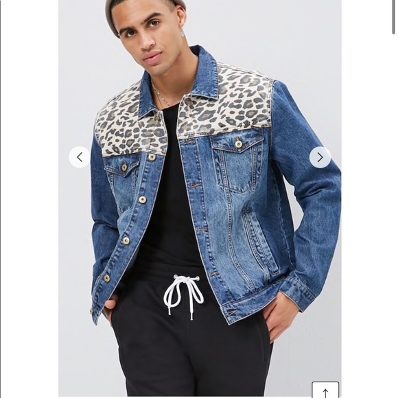 mens leopard print denim jacket